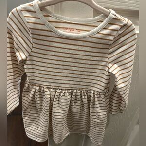 Cat & Jack White and Brown Striped Long Sleeve dress